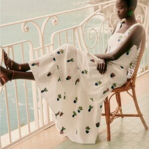 Sézane Lambertine White Skirt with Floral Print size 4